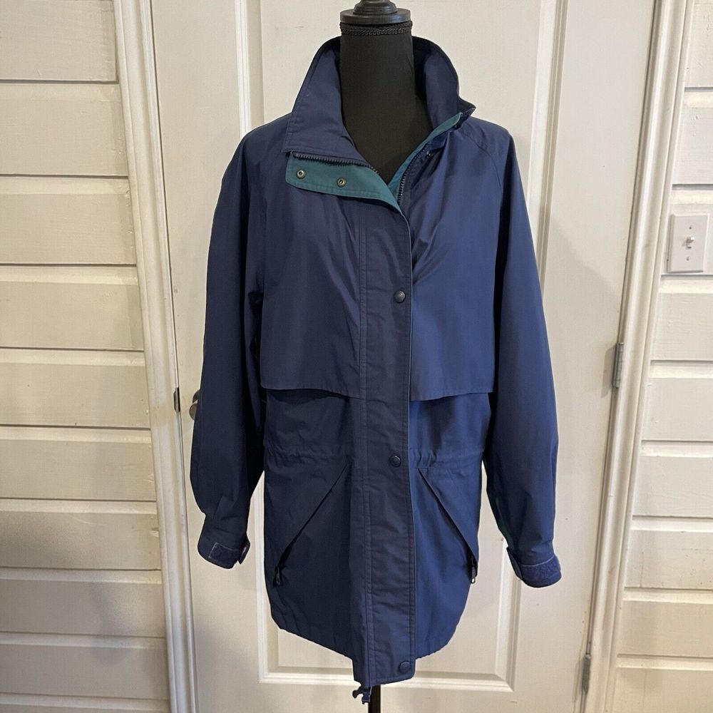 Eddie Bauer Rain Jacket VTG‎ Womens Blue Gor-tex Wind Breaker Waterproof Medium